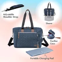 Luiertas met fopspeentas en aankleedkussen, grote reis-luiertas voor mama en papa, multifunctionele babytas voor jongens en meisjes, marineblauw