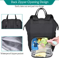 Luiertas, rugzak, multifunctioneel, grote luierrugzak, babytas met aankleedkussen, kinderwagenriemen en fopspeen, uniseks, reisrugzak, luiertas voor mama en papa, zwart