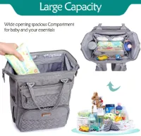 Luiertas, rugzak, multifunctionele grote luierrugzak, babytas met aankleedkussen, kinderwagenriemen en fopspeentas, uniseks reisrugzak, luiertas voor mama en papa, grijs