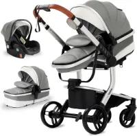Lunola Aura - Kinderwagen 3-in-1 - incl. autostoel - 0-20kg - XXL - Multifunctionele Buggy 3in1 - Grijs