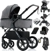 Lunola Mira X1 - Kinderwagen 3-in-1 - incl. autostoel - 0-20kg - XXL - Multifunctionele Buggy 3in1 - Grijs