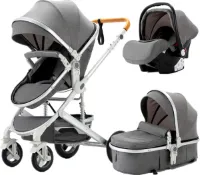 Loft Home Luxe 3-in-1 Kinderwagen - Wandelwagen - Autostoeltje - Buggy - Inklapbaar - Grijs - 0-36 Maanden