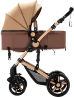 Luxe 3-in-1 Kinderwagen - Wandelwagen - Autostoeltje - Buggy - Reiswieg - Inklapbaar - 0-36 Maanden - Khaki