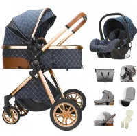 Luxe Kinderwagen - 3 in 1 - kinderstoel -Draagbaar - Opvouwbaar - Aluminium Frame - Auto