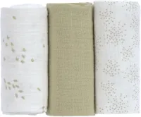 Lässig Swaddle & Burp M Multidoek - GOTS - 3pcs - 60 x 60 cm - Leave Olive / Milky