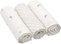 Lässig Tetradoek L Stars & Moon Zilver - 3 Stuks