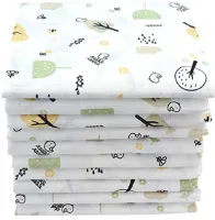 M.M.C. Mulldoeken met natuurlijke motieven, verpakking van 10 stuks, spuugdoeken voor baby