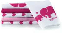 Makian Hydrofiele Luiers - hydrofiele doeken 80x80cm - Set van 6- Wit-Roze-Olifant