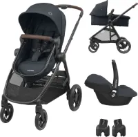 Maxi-Cosi Zelia3 Duo - Essential Graphite - Kinderwagen - Bundel inclusief reiswieg en CabrioFix i-Size