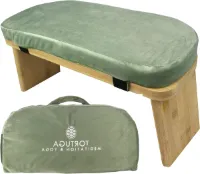 Meditation Bench Foldable 100% Organic Bamboo Complete Set - Carry Bag Comfortable Cushion - Improves Posture verschoningsmatje met luieretui