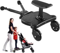 Meerijplank - met Zitje, Pedalen en Passagiersplank - voor Kinderwagens Of Kinderwagens - Kinderwagenplank - Universeel