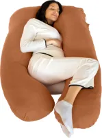 MeraLife® Zwangerschapskussen (U-Vorm) XXL - Zwangerschapskussens - Zijslaapkussen - Voedingskussen - 140x80cm - Bruin