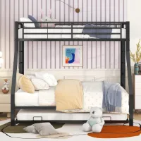 Metalen stapelbed met uitschuifbaar bed en dubbele ladder voor kinderen en volwassenen - ruimtebesparend design