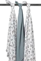 Meyco 3-pack Swaddle - Animal/Uni jade/Animal
