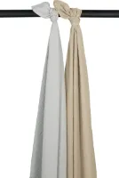 Meyco Baby Uni swaddle - 2-pack - hydrofiel - light grey/sand - 120x120cm