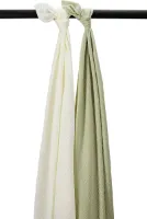 Meyco Baby Uni swaddle - 2-pack - pre-washed hydrofiel - natural/soft olive - 120x120cm