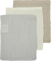 Meyco Baby Uni washandjes - 3-pack - hydrofiel - offwhite/light grey/sand - 20x17cm