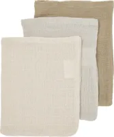 Meyco Baby Uni washandjes - 3-pack - pre-washed hydrofiel - soft sand/greige/taupe - 20x17cm