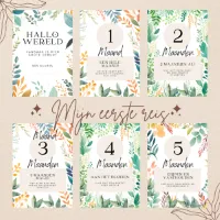 Mijlpaalkaarten Baby - Milestone baby cards - Baby herinneringen - Botanisch - Kraamcadeau - 33 kaarten - Baby memories - Zwangerschap cadeau - Babyshower cadeau