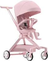 Mini ELF 2 Kinderwagen - 360 Graden Draaibaar - Compact - Opvouwbaar - 95-175 Graden Kantelbare Rugleuning - Voor Vliegtuig - Buiten - Stad - Roze
