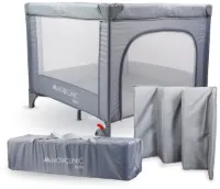 Mobiclinic Sleepland - Reisbedje - Wieg - Opvouwbaar - Draagbaar - Met matras - Wielen met rem - Baby bed - Grijs