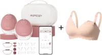 Momcozy M9 Handsfree Borstkolf - 2 stuks - Met voedingsbeha maat M - Inclusief verschillende borstschild inserts - Extra stil en compact - Met app bediening - Elektrisch - Rood