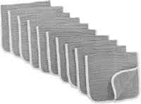 Mousseline spuugdoeken 10 stuks - Grote 6 lagen 50x20 cm - 100% Katoen - Grijs