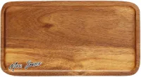 Mrs. Jones Gokelomg Acaciadienblad rechthoekig massief houten bord platte bodem fruitbord schoteltje dienblad dessertbord klein met handgrepen .