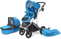 Mukki Daily Transporter - Robuuste All-terrain Kinderwagen inclusief reiswieg - Zeeblauw - Inklapbaar - Lichtgewicht - Grote luchtbanden voor iedere ondergrond - Verstelbaar - Combi Kinderwagen 2 in 1