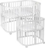 Multifunctioneel 7 in 1 Babybed / peuterbed Wit incl. matras Wit