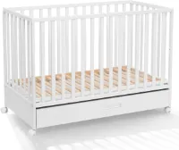 Multifunctioneel Babybed met Lade en Wieltjes - 120 x 60 cm - Instelbare Hoogte en ombouwbaar