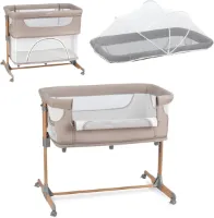 Multifunctioneel bed 4-in-1 voor kinderen tot 15 kg - 5-positie-hoogteverstelling met matras bevestigingsriemen en wielen - Co Sleeper