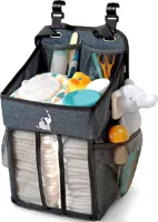 Multifunctionele Luieropslag met Compartimenten voor Luiers, Babyaccessoires en Speelgoed | Ruimtebesparende Organizer voor Luiers en Babyaccessoires | Perfect voor Luiertafel en op Reis | Donker grij
