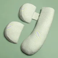 Multis Zwangerschapskussen - Ondersteunend Lichaamskussen - Ergonomisch Lichaamskussen - Body Pillow - Voedingskussen - Zijslaapkussen - U-vormig - Inclusief Extra Hoofdkussen - 90cm - Groen - Katoen