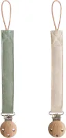 Mushie Speenkoord Linnen Olive/Shifting Sand 2-Pack