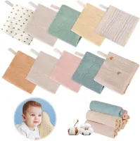 Muslin Baby Wash Cloth Pack of 10 - Burp Cloth 23 x 23 cm - Handkerchief Washcloths for Boys and Girls hydrofiele washandjes
