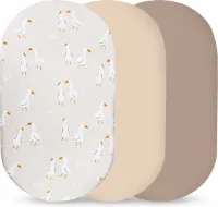 Muuzey Universele lakenset - Hoeslaken Baby voor Kinderwagen, Verschoonmand en Mozesmand - Wieglaken set - Aankleedkussenhoes - 3-pak - Kraamcadeau babyshower - 40x70cm jersey katoen