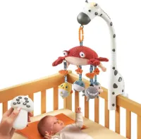 Muzikale wieg mobiele afstandsbediening met spiegel - zachte dieren - opknoping speelgoed - lichten - slaapliedje - roterende projector - slapen piano - natuurlijke muziek - auto off dempen - baby.