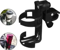 NEW Bekerhouder Kinderwagen | Bekerhouder Fiets | Cupholder Kinderwagen | Bekerhouder Buggy | Universeel | 360° Rotatie | Zwart
