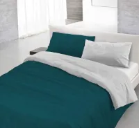 Natural Colour Doubleface duvet cover, 100% cotton, fuchsia/light grey, double