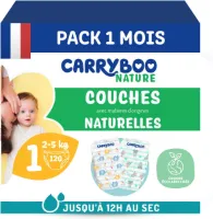 Natuurlijke Ultrabsorberende Luiers Maat 1 (2-5kg) - Gevoelig Huid - 120 Wegwerpluiers - 12 Uur Lekvrij