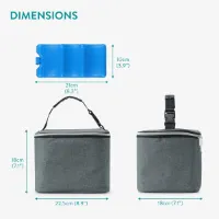 Navaris koeltas lunch met koelelement (380 ml) - Compact veelzijdig - Ideaal voor picknicks reizen kamperen - Koeltas moedermelk - Voor 6 babyflessen