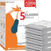 Navullingen voor luieremmers | 5-pack | 20% extra lengte met ultieme geurcontrole | Mochten voor 2970 luiers