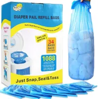 Navulzakken voor Luieremmers - 34 zakken voor 1088 tellen - Geur isolerende PE-laag