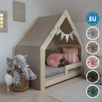 Need Sleep - Huisbed Hemel van Katoen met Wimpelslinger - 375x80 cm - Hemeltje geschikt voor Huisbed 80x160 - Decoratie - Beige