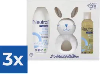 Neutral Cadeaupakket 3-delig - Huidolie. Bad- en Wasgel en Jollein Rammelaar Cadeaupakket - Voordeelverpakking 3 stuks