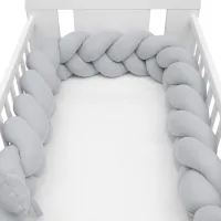 New Baby - Baby Bedaccessoire - Bedomrander - Zacht Grijs - Katoen - Veiligheid - Crib Guards - Baby Essentials - Hoekbescherming - Slaapcomfort - Bedmatras Dekbed