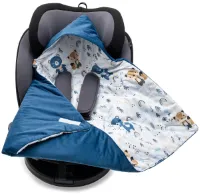 New Baby - Voetenzak - Blauw - Gevoerde omslagdoek voor autostoeltje - Met gordelopeningen