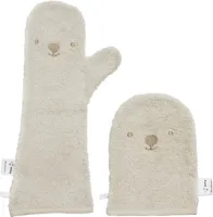 Nifty - The Original Baby Shower Glove met washandje – baby douche handschoen voor beter grip op je baby bij het douchen - Lange washand met washandje - kraamcadeau - Vanilla Combi-deal