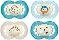 Night SkinSoft siliconen fopspeen 16+ set van 4 inclusief 2 steriliseerde transportboxen